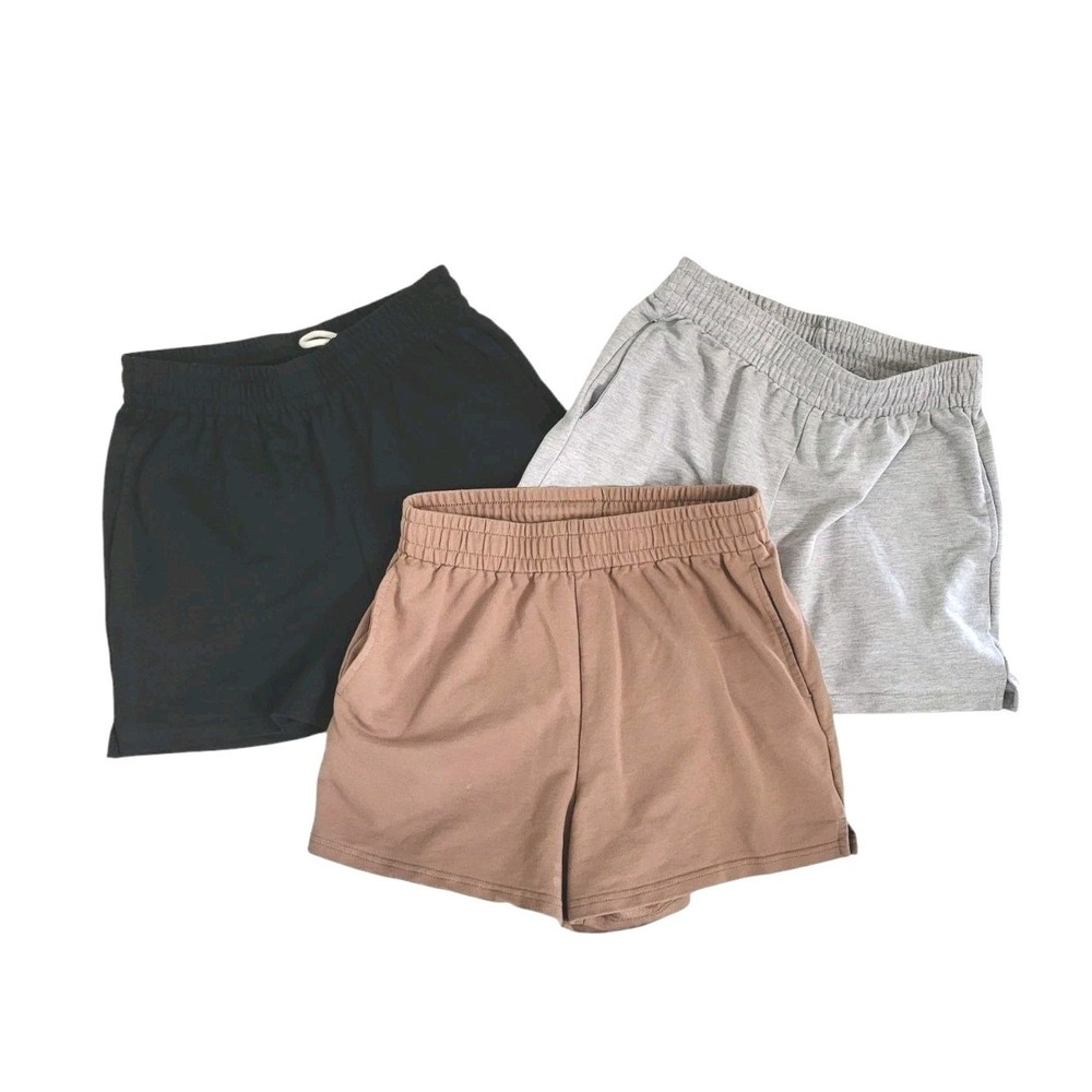 Automet 3 pc Lot Sweat Shorts Womens S High Waisted Athletic Drawstring Comfort